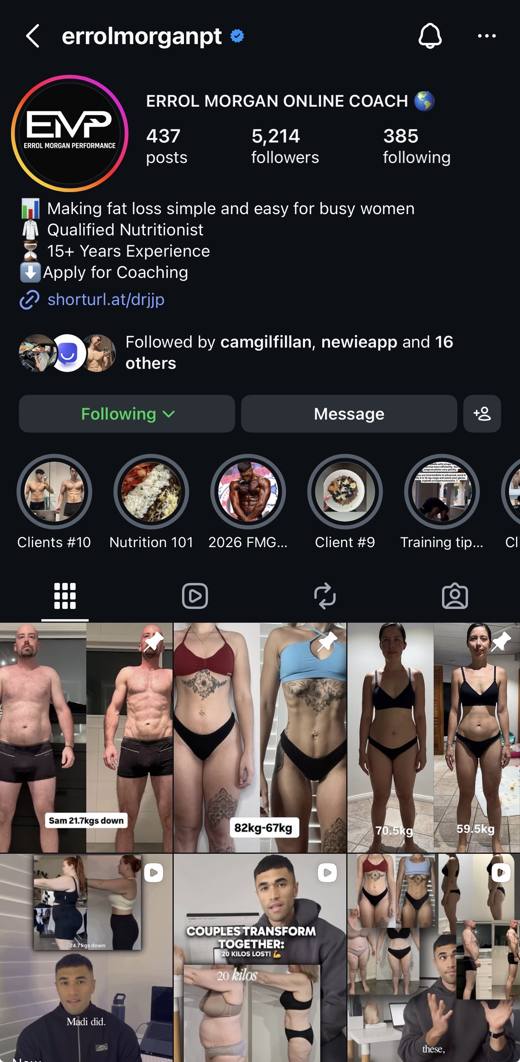 Errol, real Instagram profile