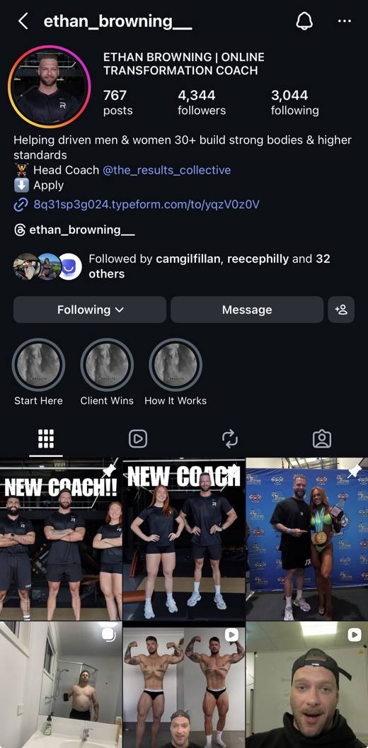 Ethan, real Instagram profile