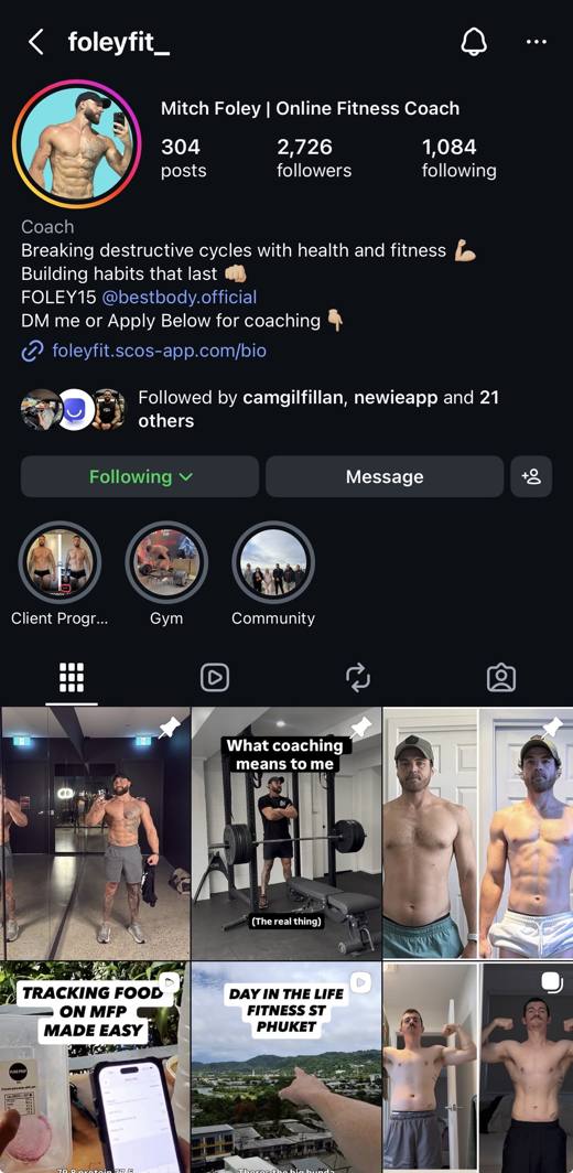Mitch, real Instagram profile