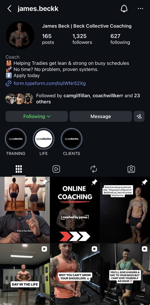 James, real Instagram profile