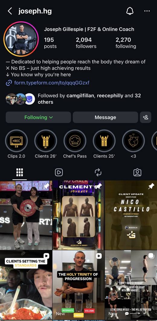 Joseph, real Instagram profile
