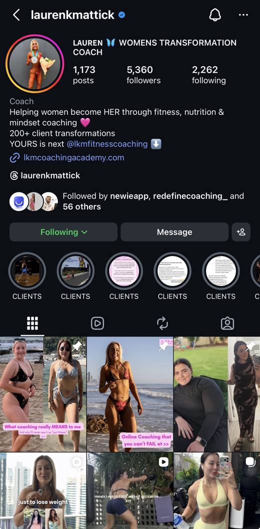 Lauren, real Instagram profile
