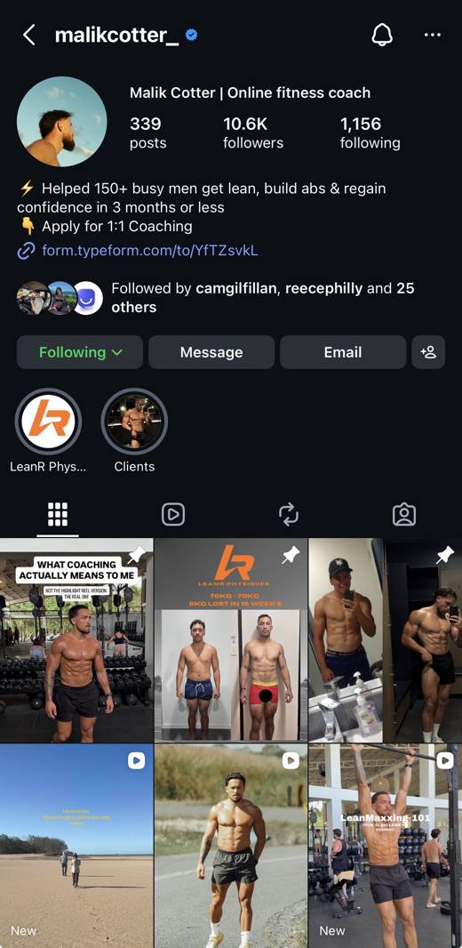 Malik, real Instagram profile