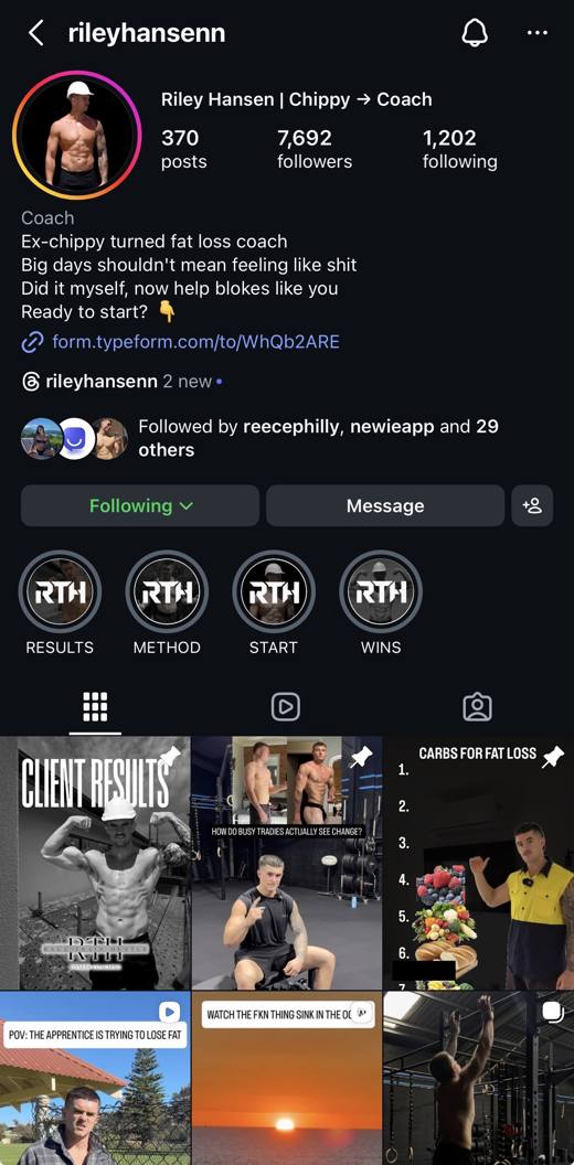 Riley, real Instagram profile
