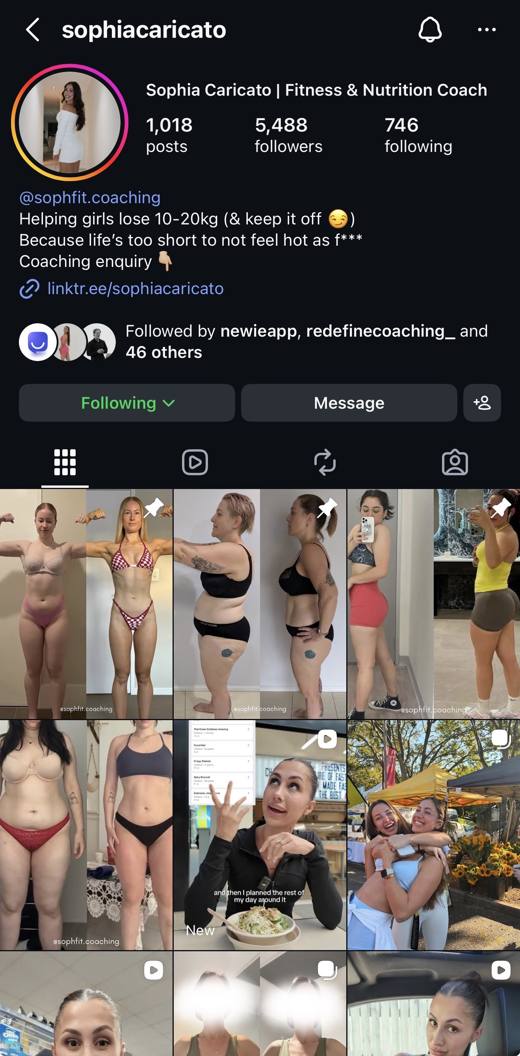 Sophia, real Instagram profile